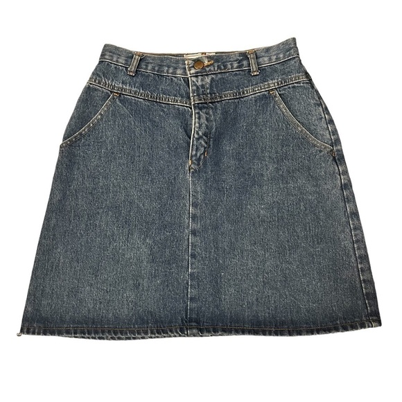 VINTAGE 80-90s Palmetto’s Washed Jeans Western Skirt Light Wash Made in U.S.A. - Picture 2 of 11